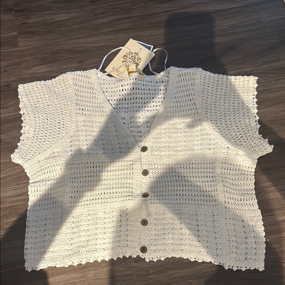 Elegant Cream Crochet Cardigan